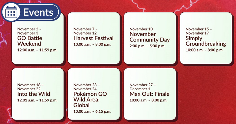 Pokémon GO's Nov. 2024 events detailed